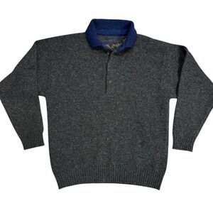 Vintage Ermenegildo Zegna Z Men's Polo Sweater 100% Wool Size L Made‎ In italy